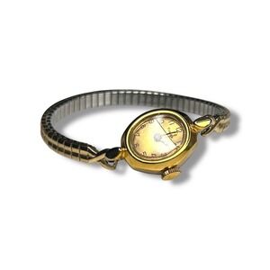 Vintage Timex Women's Watch Gold Tone Stretch Band 6.5" FOR PARTS / REPAIR